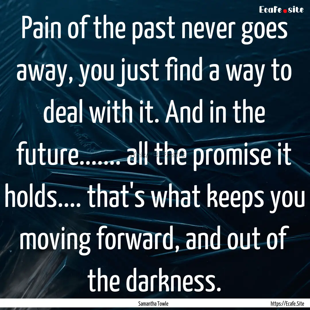 Pain of the past never goes away, you just.... : Quote by Samantha Towle