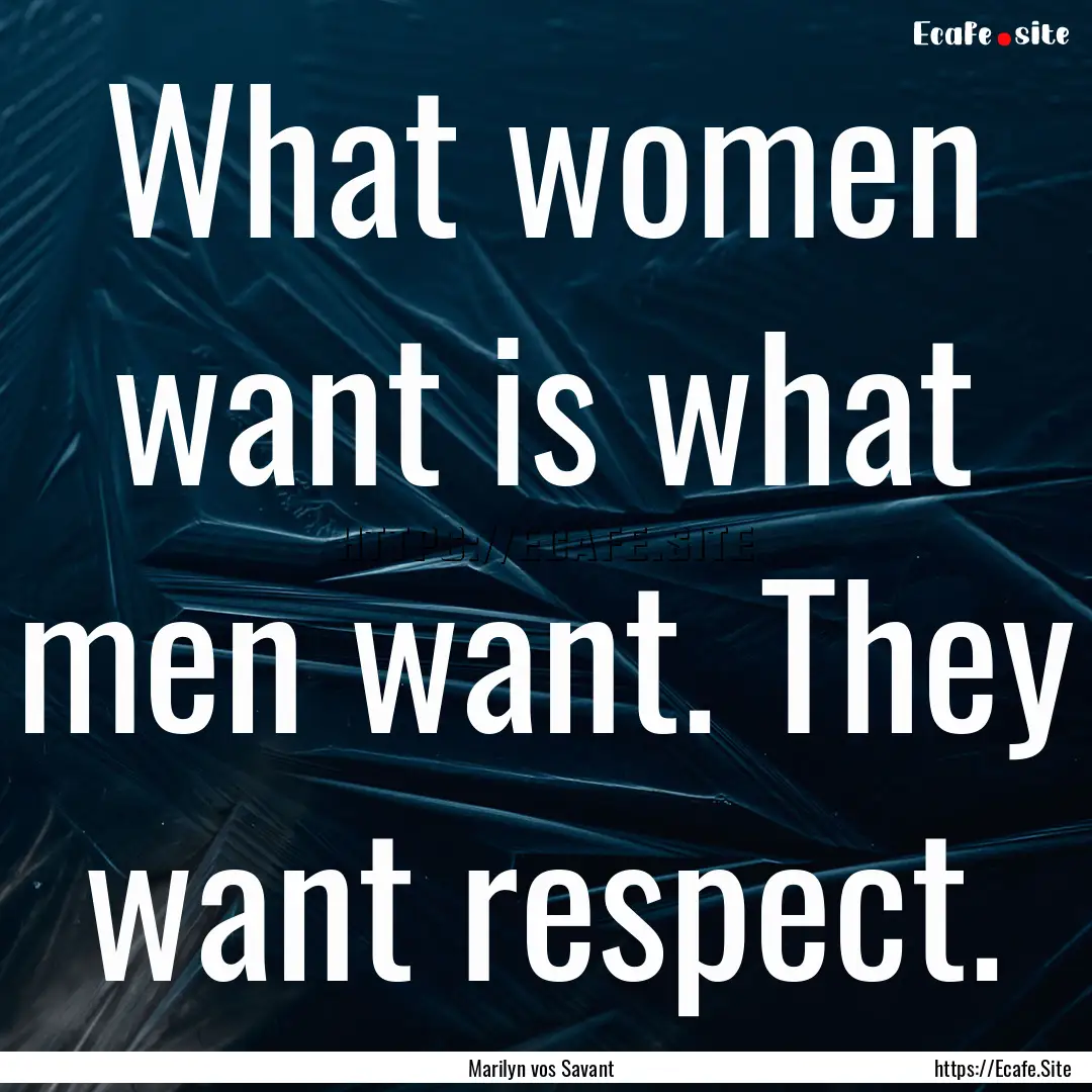 What women want is what men want. They want.... : Quote by Marilyn vos Savant