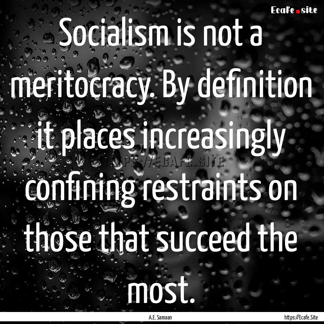 Socialism is not a meritocracy. By definition.... : Quote by A.E. Samaan