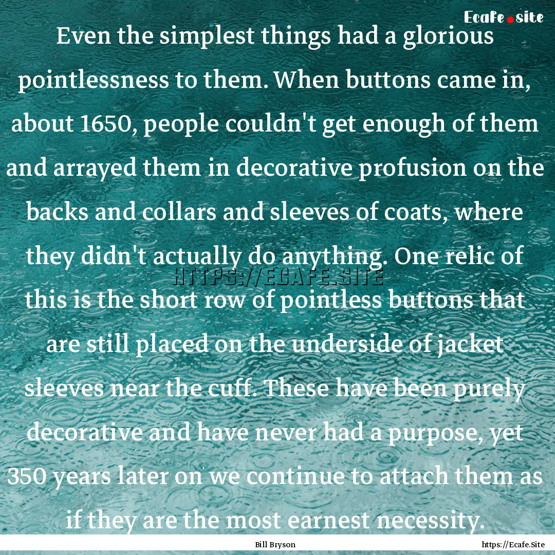 Even the simplest things had a glorious pointlessness.... : Quote by Bill Bryson