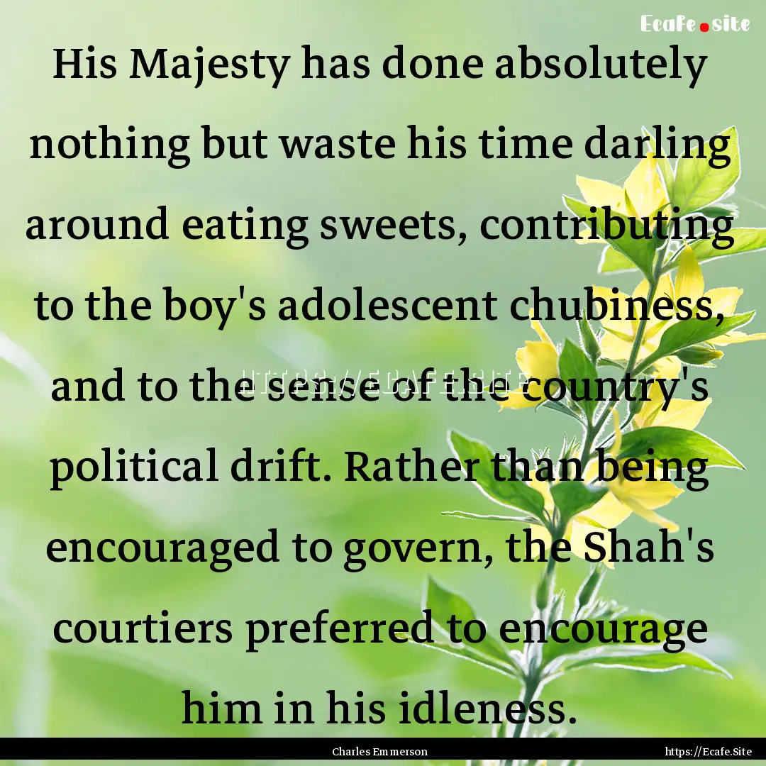 His Majesty has done absolutely nothing but.... : Quote by Charles Emmerson