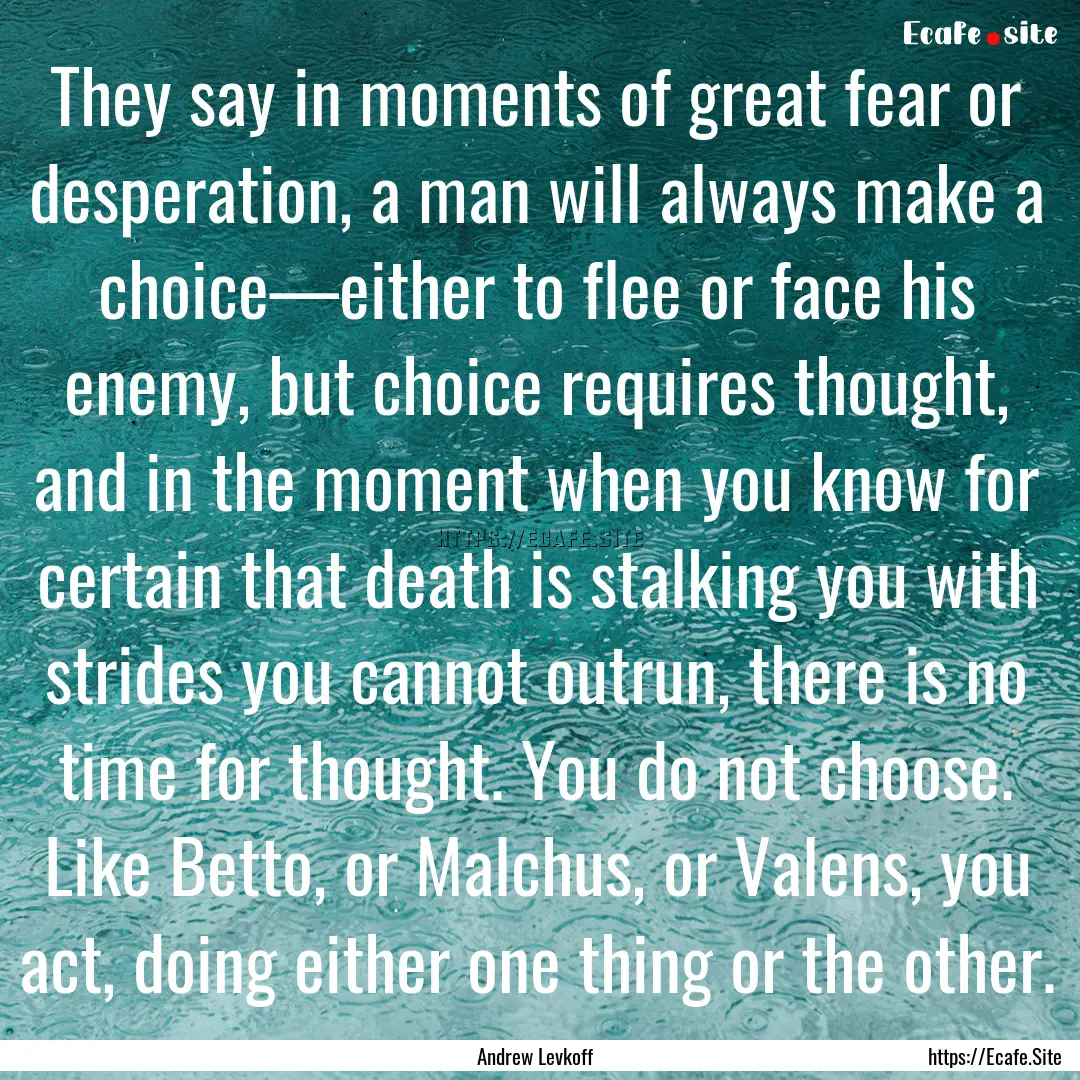 They say in moments of great fear or desperation,.... : Quote by Andrew Levkoff