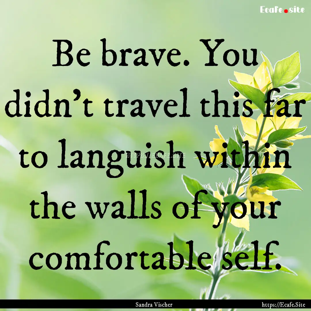 Be brave. You didn't travel this far to languish.... : Quote by Sandra Vischer