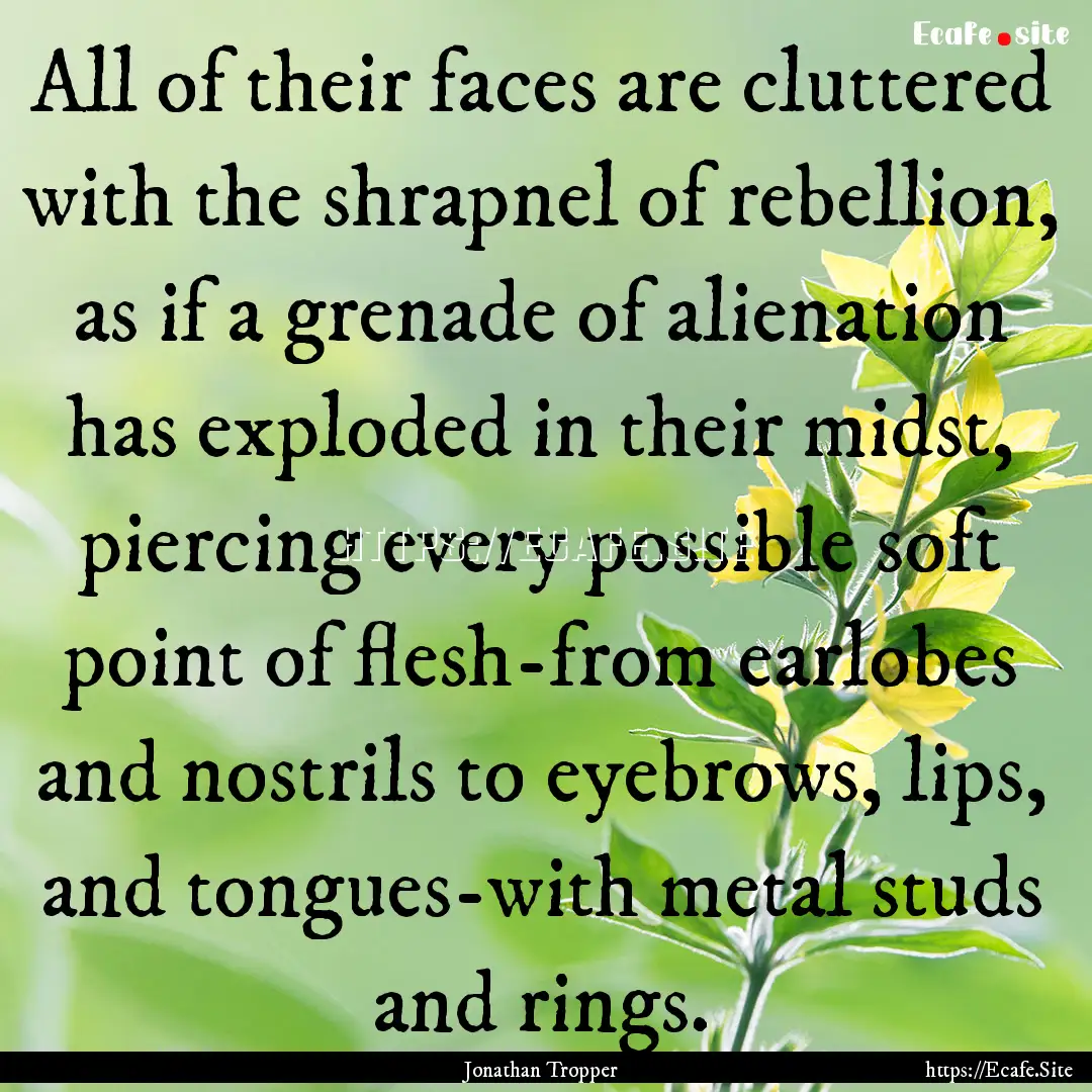 All of their faces are cluttered with the.... : Quote by Jonathan Tropper