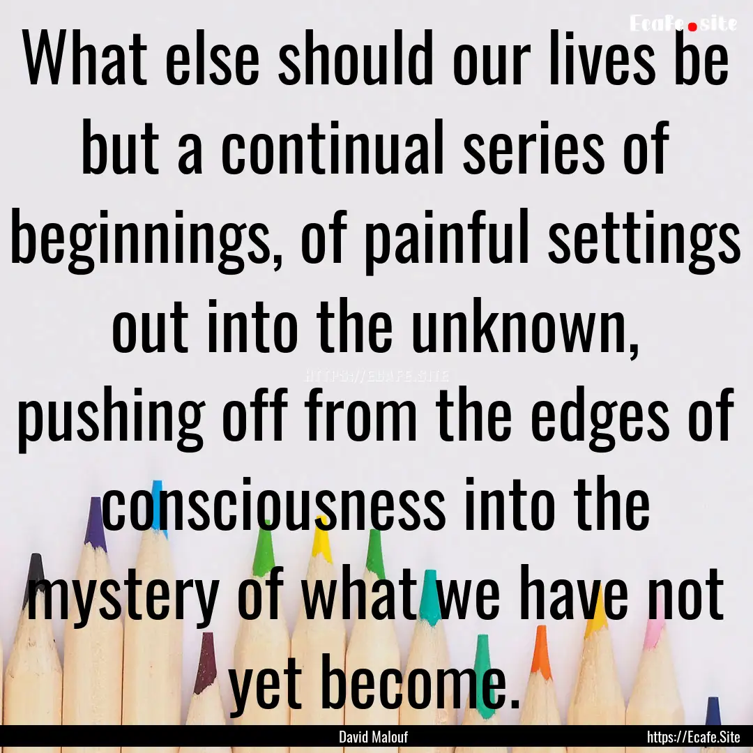 What else should our lives be but a continual.... : Quote by David Malouf