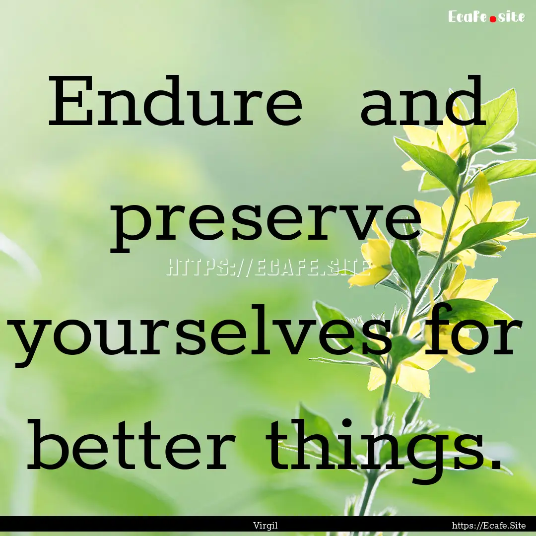 Endure and preserve yourselves for better.... : Quote by Virgil