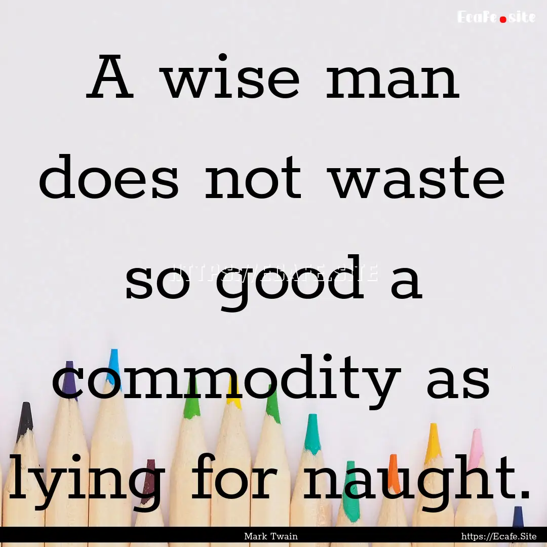 A wise man does not waste so good a commodity.... : Quote by Mark Twain