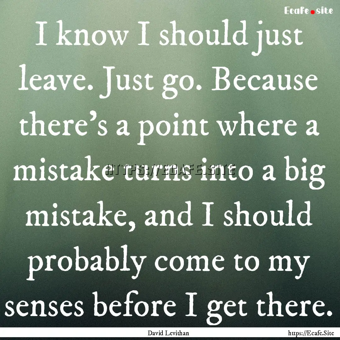 I know I should just leave. Just go. Because.... : Quote by David Levithan