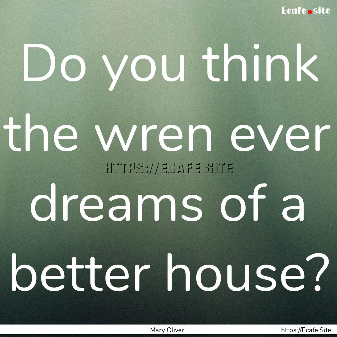 Do you think the wren ever dreams of a better.... : Quote by Mary Oliver