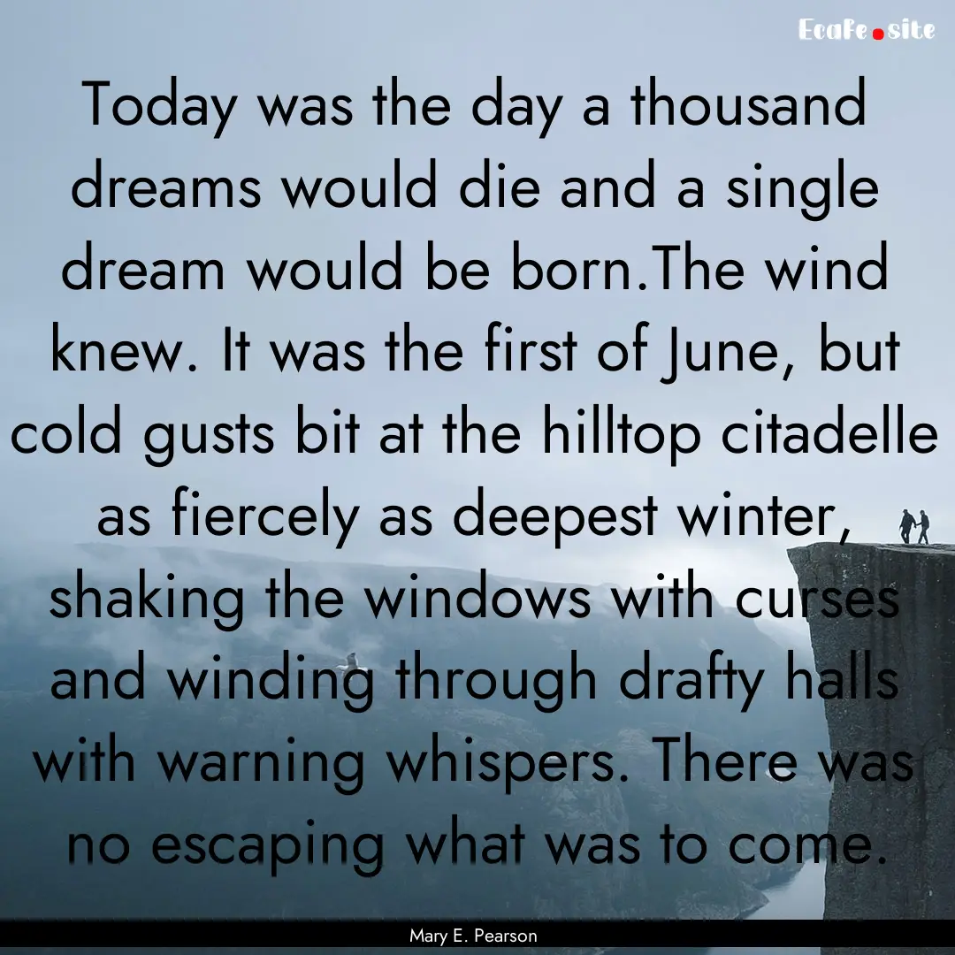 Today was the day a thousand dreams would.... : Quote by Mary E. Pearson