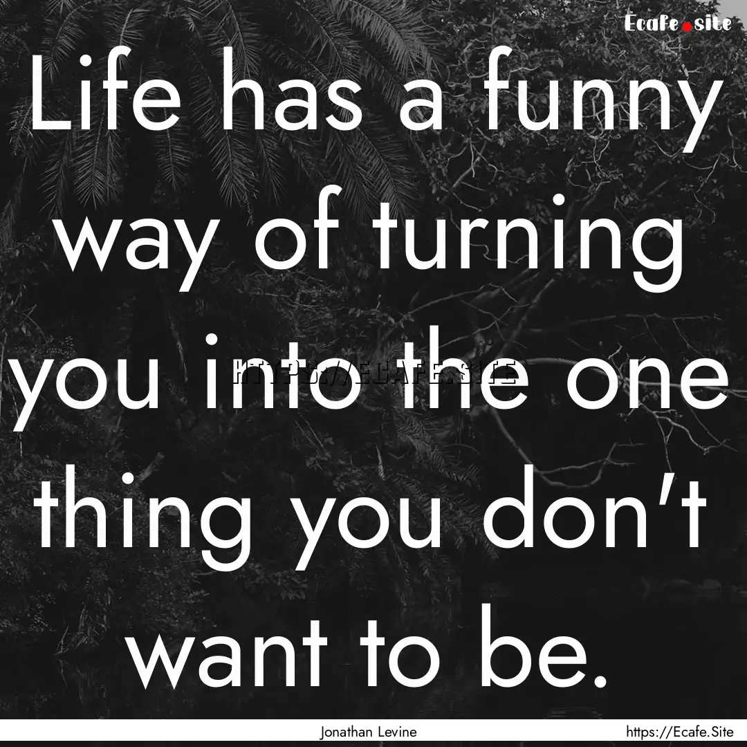 Life has a funny way of turning you into.... : Quote by Jonathan Levine