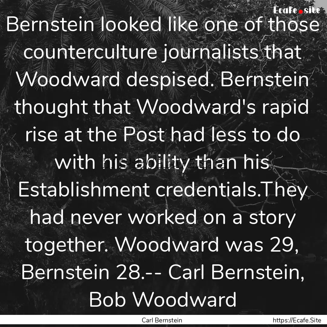 Bernstein looked like one of those counterculture.... : Quote by Carl Bernstein