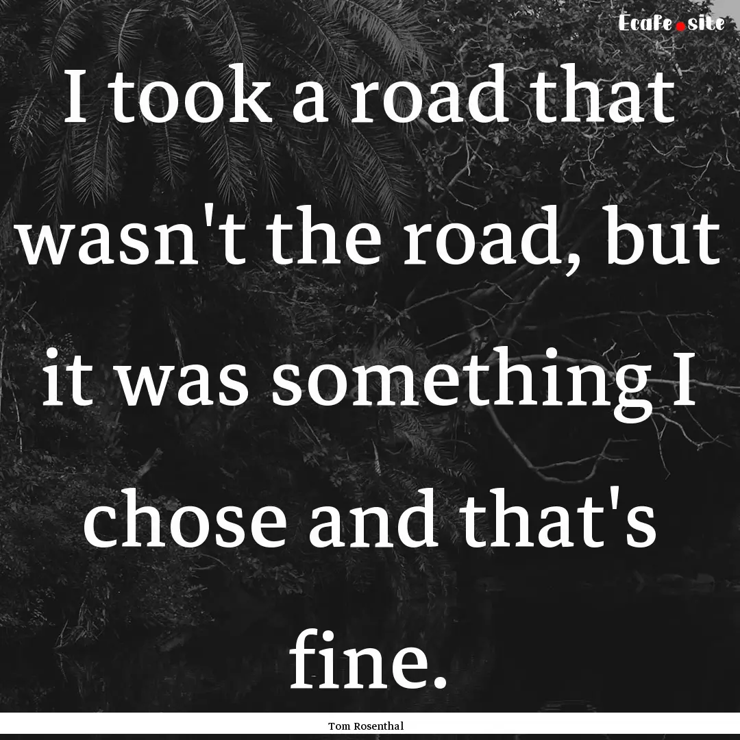 I took a road that wasn't the road, but it.... : Quote by Tom Rosenthal