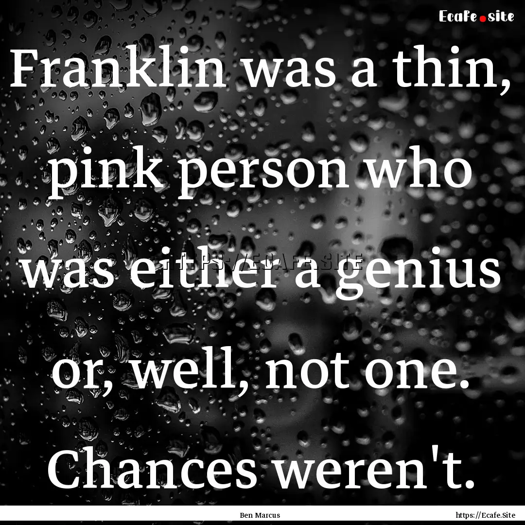 Franklin was a thin, pink person who was.... : Quote by Ben Marcus