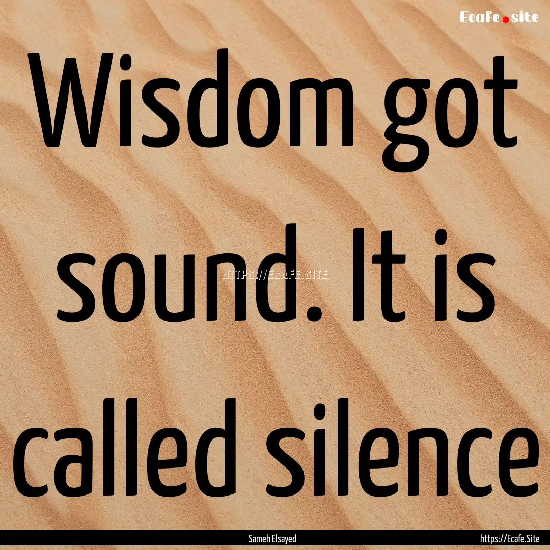 Wisdom got sound. It is called silence : Quote by Sameh Elsayed