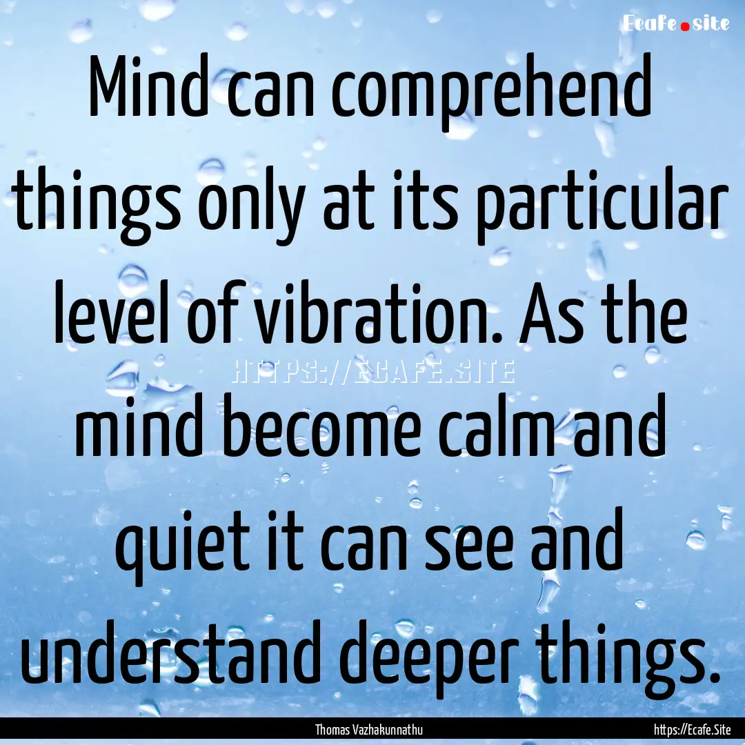 Mind can comprehend things only at its particular.... : Quote by Thomas Vazhakunnathu