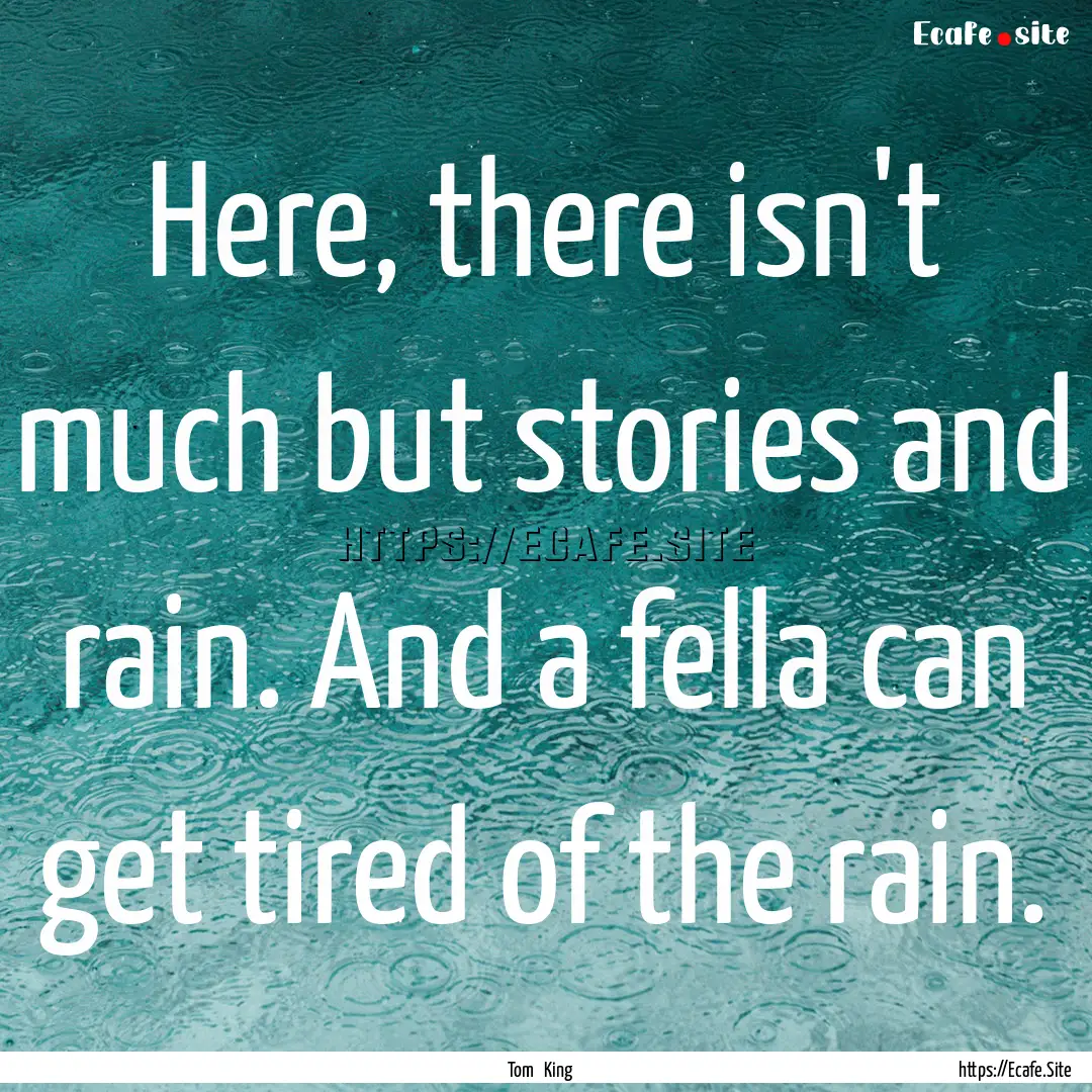 Here, there isn't much but stories and rain..... : Quote by Tom King