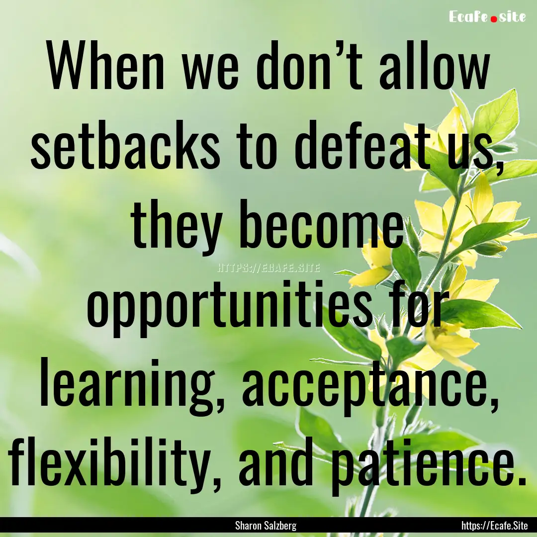 When we don’t allow setbacks to defeat.... : Quote by Sharon Salzberg