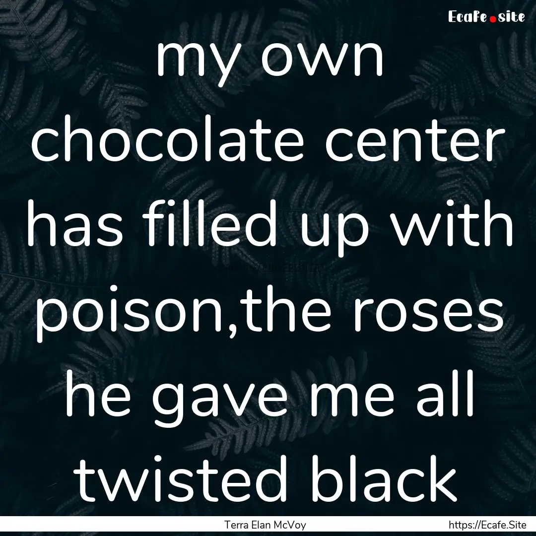 my own chocolate center has filled up with.... : Quote by Terra Elan McVoy