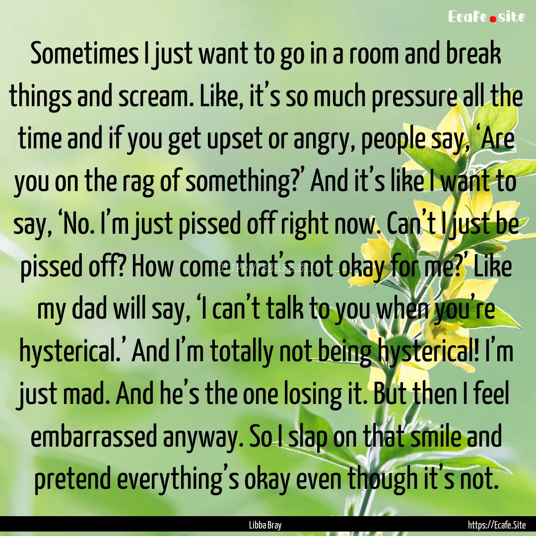 Sometimes I just want to go in a room and.... : Quote by Libba Bray