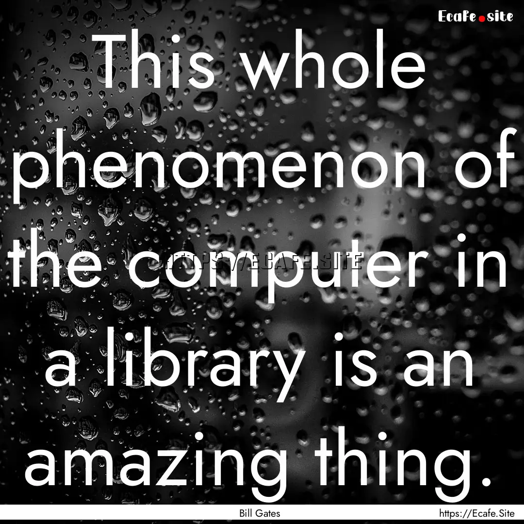 This whole phenomenon of the computer in.... : Quote by Bill Gates