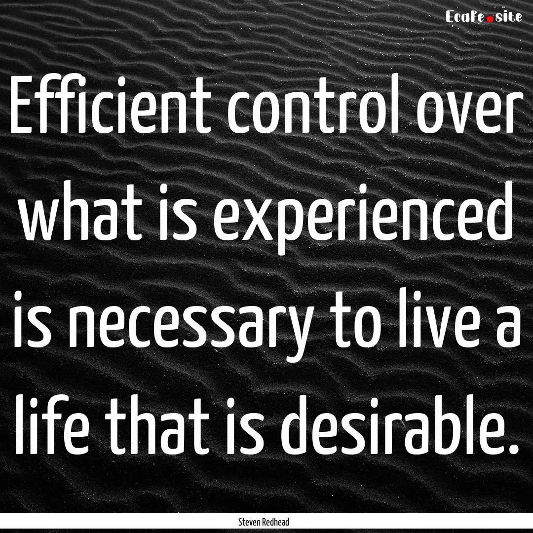 Efficient control over what is experienced.... : Quote by Steven Redhead