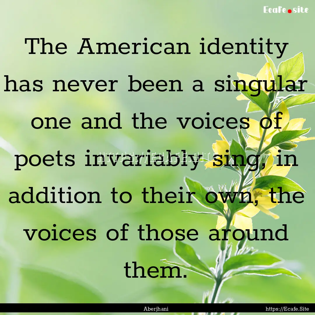 The American identity has never been a singular.... : Quote by Aberjhani