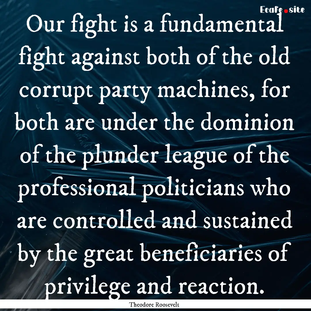 Our fight is a fundamental fight against.... : Quote by Theodore Roosevelt