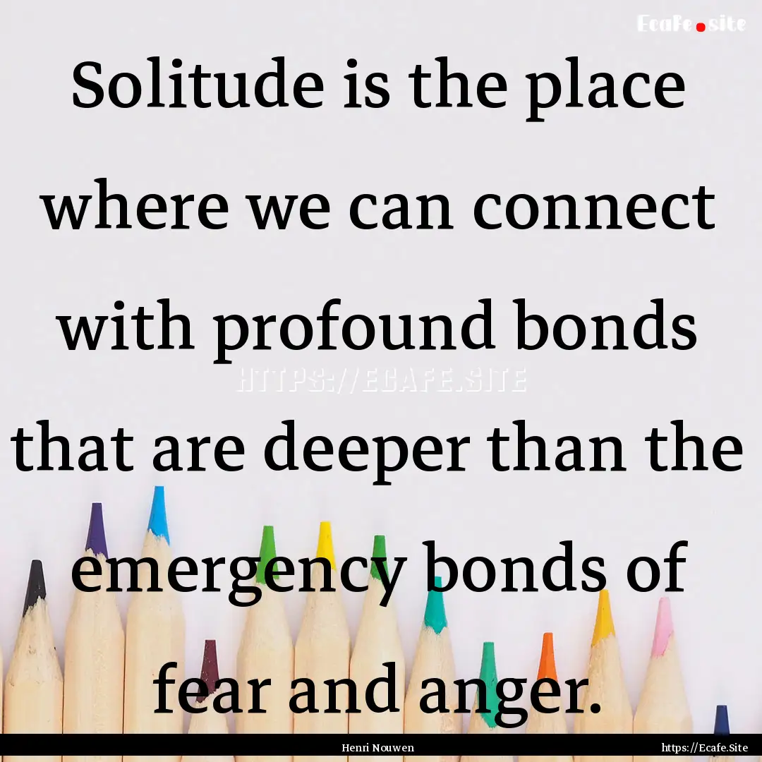 Solitude is the place where we can connect.... : Quote by Henri Nouwen