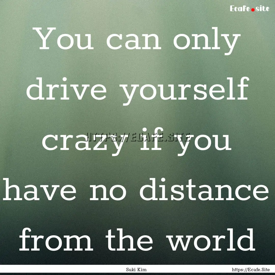 You can only drive yourself crazy if you.... : Quote by Suki Kim