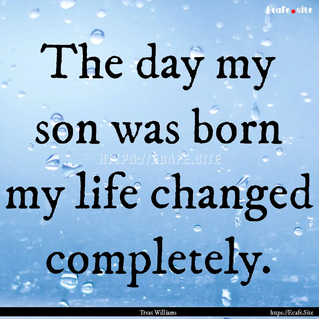 The day my son was born my life changed completely..... : Quote by Treat Williams