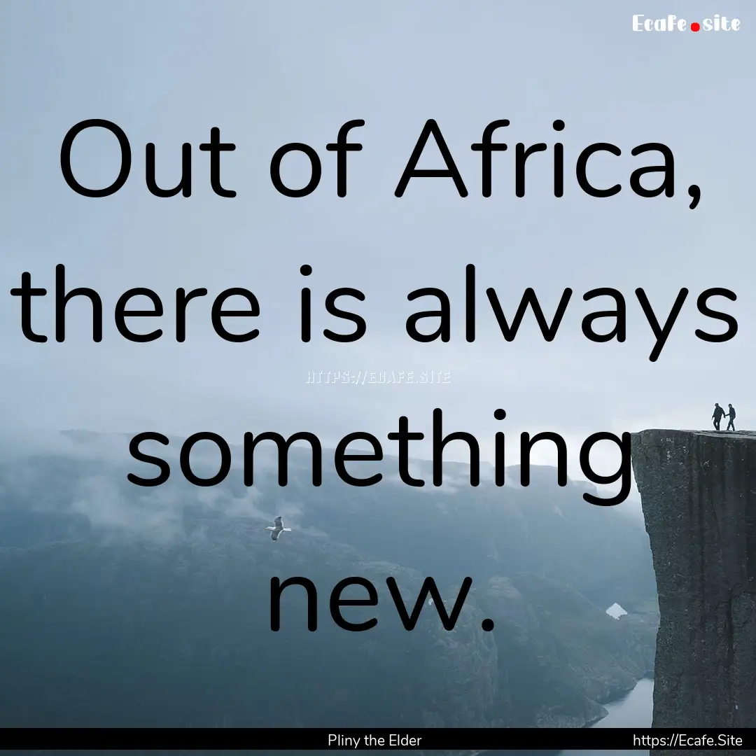 Out of Africa, there is always something.... : Quote by Pliny the Elder