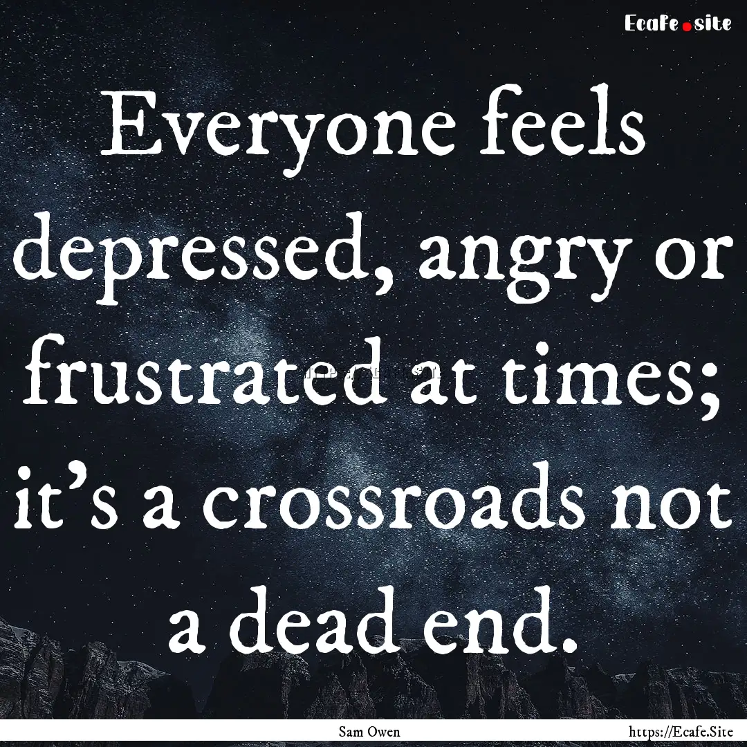 Everyone feels depressed, angry or frustrated.... : Quote by Sam Owen