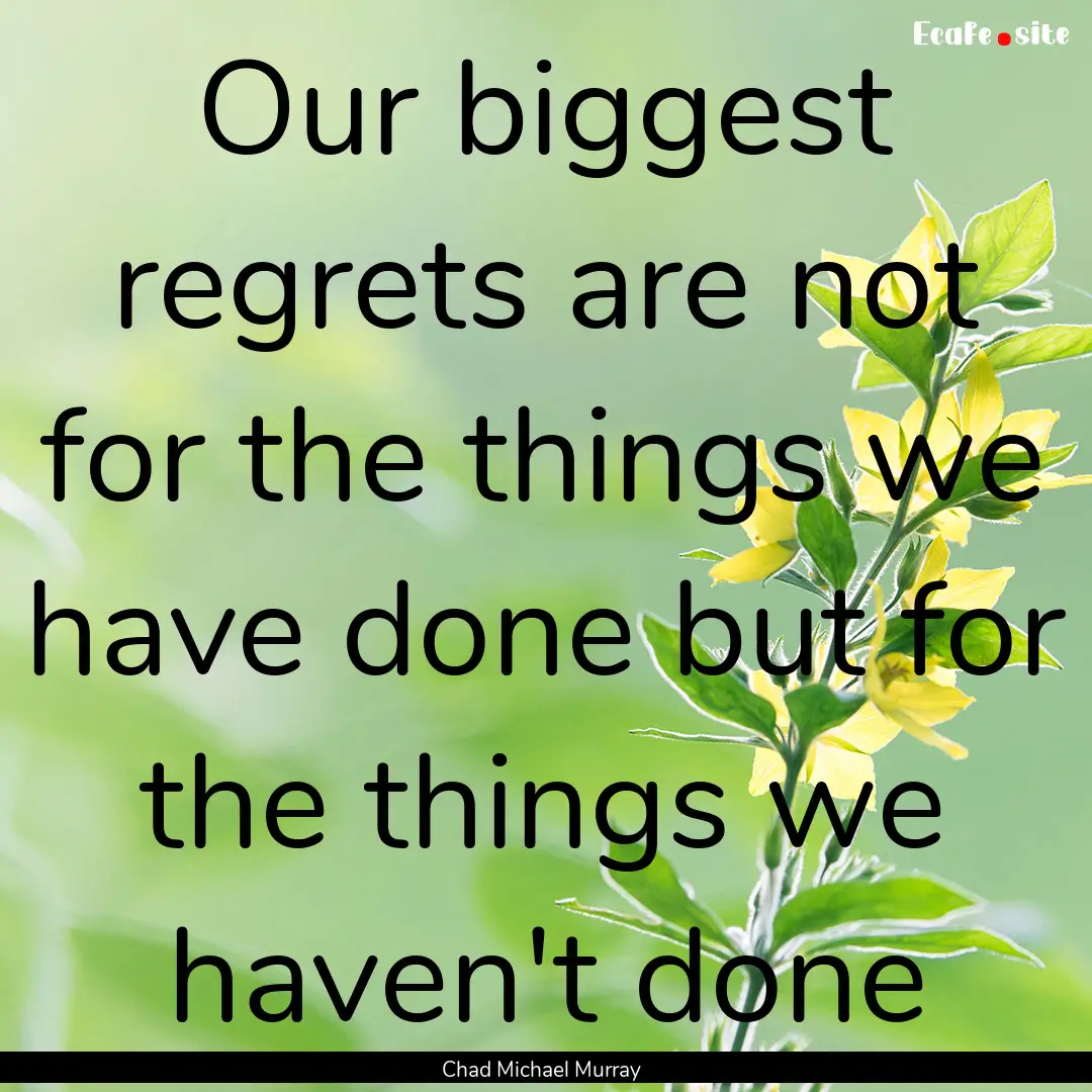 Our biggest regrets are not for the things.... : Quote by Chad Michael Murray