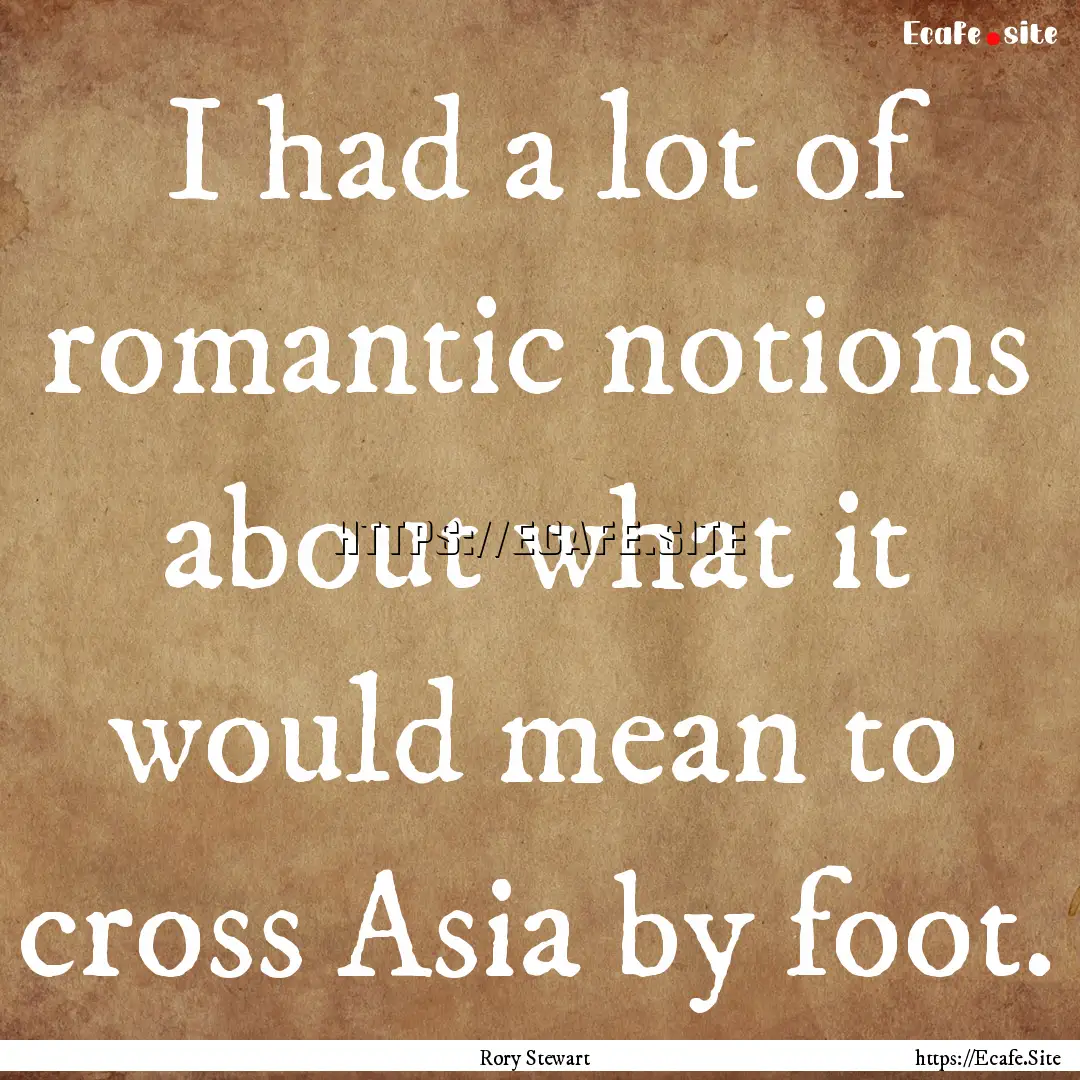 I had a lot of romantic notions about what.... : Quote by Rory Stewart