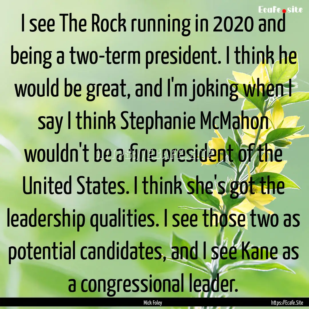 I see The Rock running in 2020 and being.... : Quote by Mick Foley