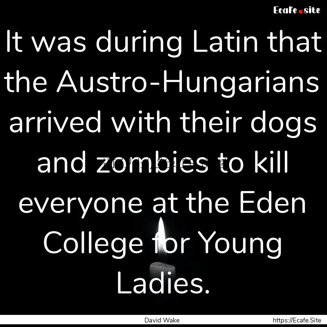 It was during Latin that the Austro-Hungarians.... : Quote by David Wake