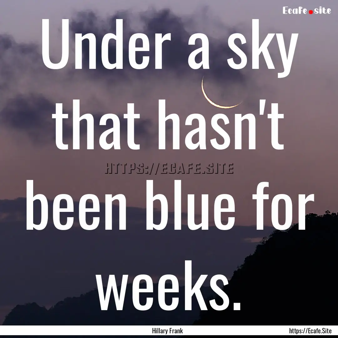 Under a sky that hasn't been blue for weeks..... : Quote by Hillary Frank