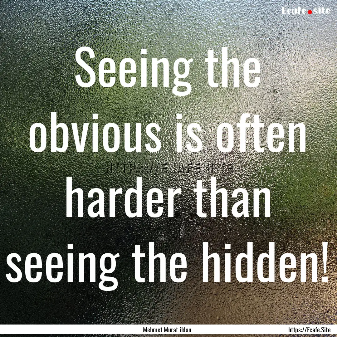 Seeing the obvious is often harder than seeing.... : Quote by Mehmet Murat ildan