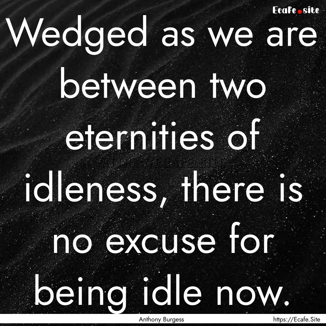 Wedged as we are between two eternities of.... : Quote by Anthony Burgess