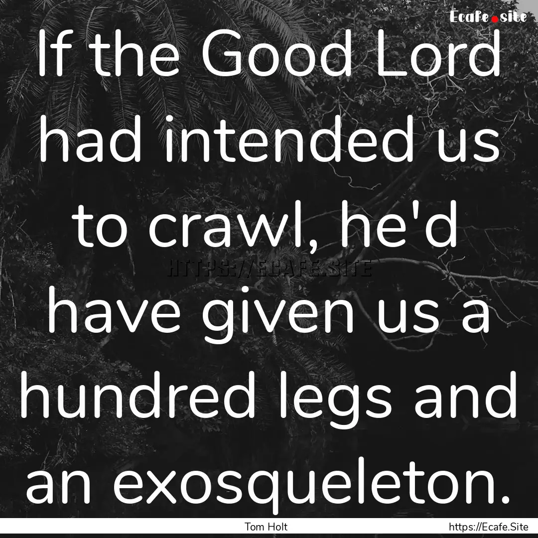 If the Good Lord had intended us to crawl,.... : Quote by Tom Holt