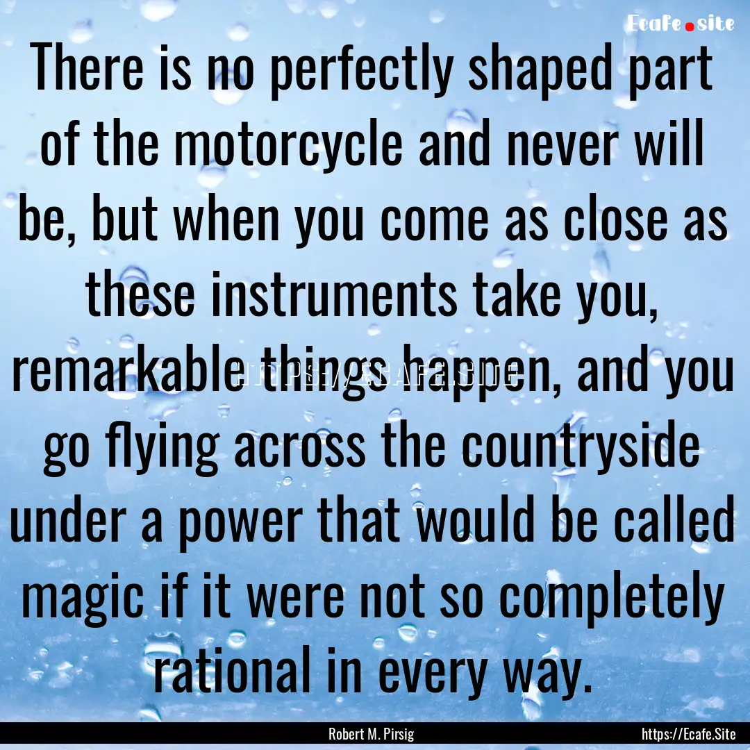 There is no perfectly shaped part of the.... : Quote by Robert M. Pirsig