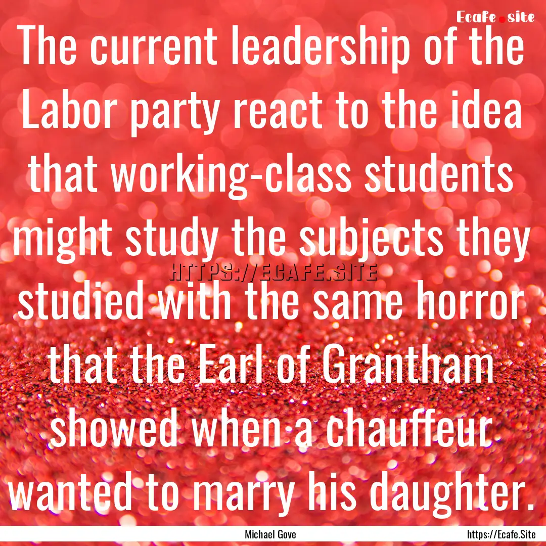 The current leadership of the Labor party.... : Quote by Michael Gove