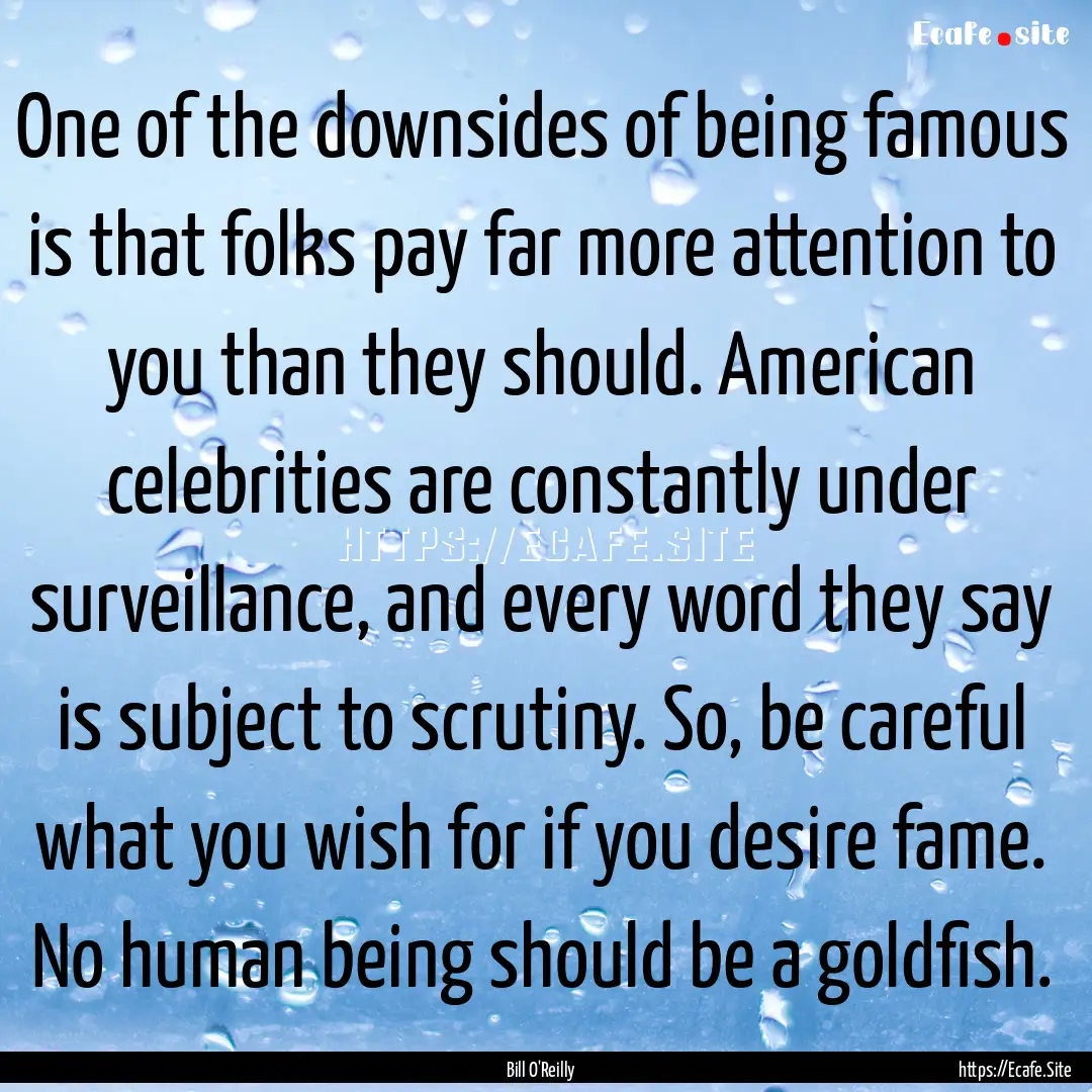 One of the downsides of being famous is that.... : Quote by Bill O'Reilly