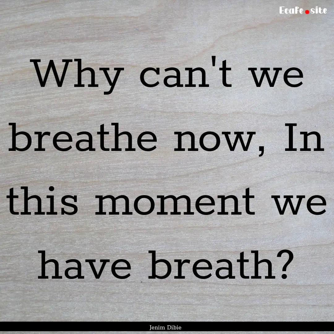 Why can't we breathe now, In this moment.... : Quote by Jenim Dibie