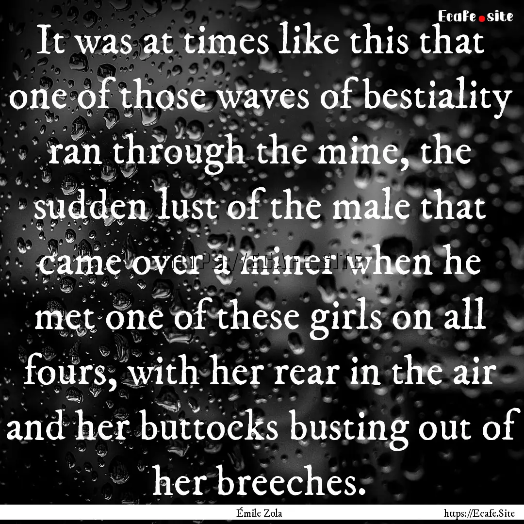 It was at times like this that one of those.... : Quote by Émile Zola