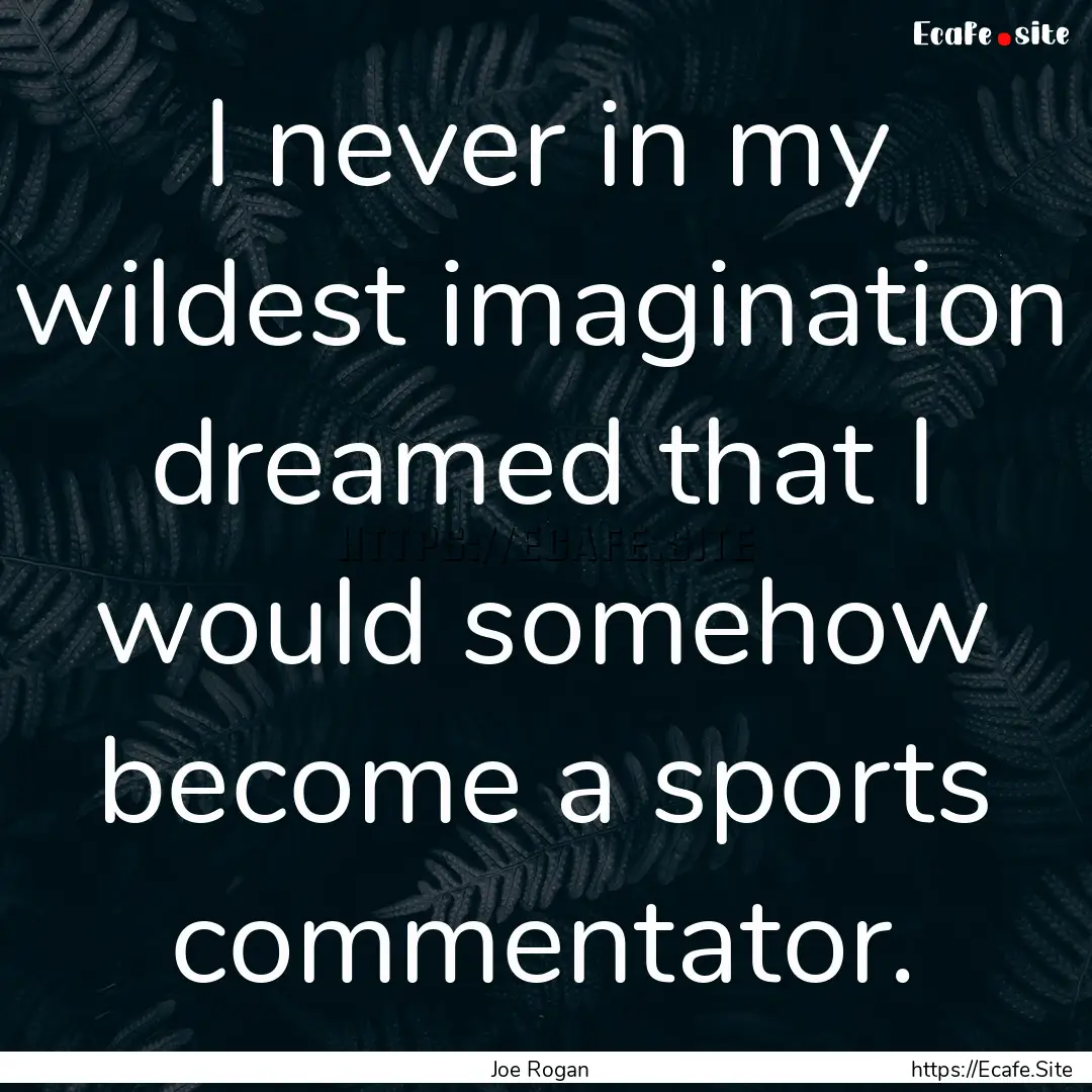 I never in my wildest imagination dreamed.... : Quote by Joe Rogan