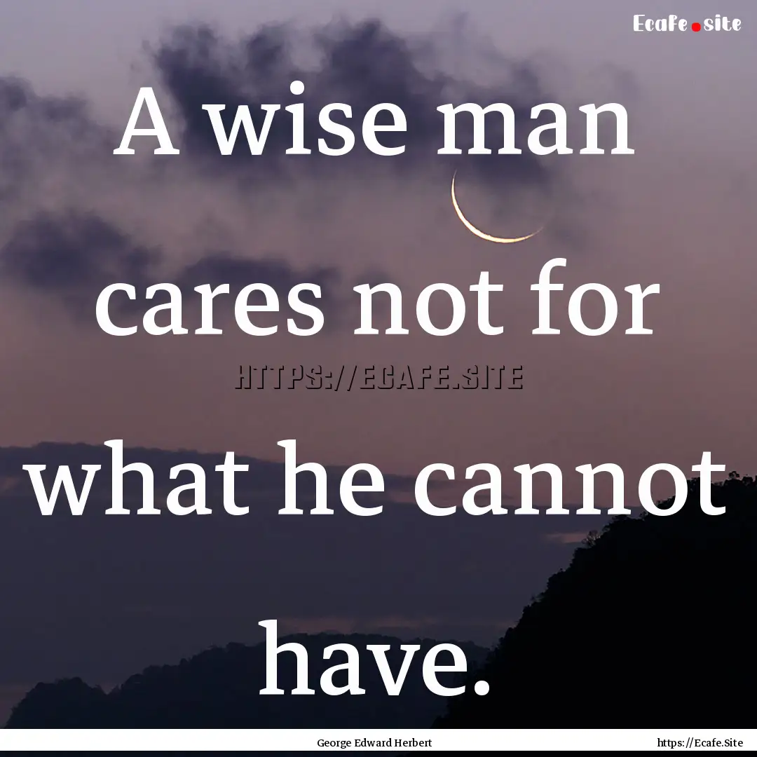 A wise man cares not for what he cannot have..... : Quote by George Edward Herbert