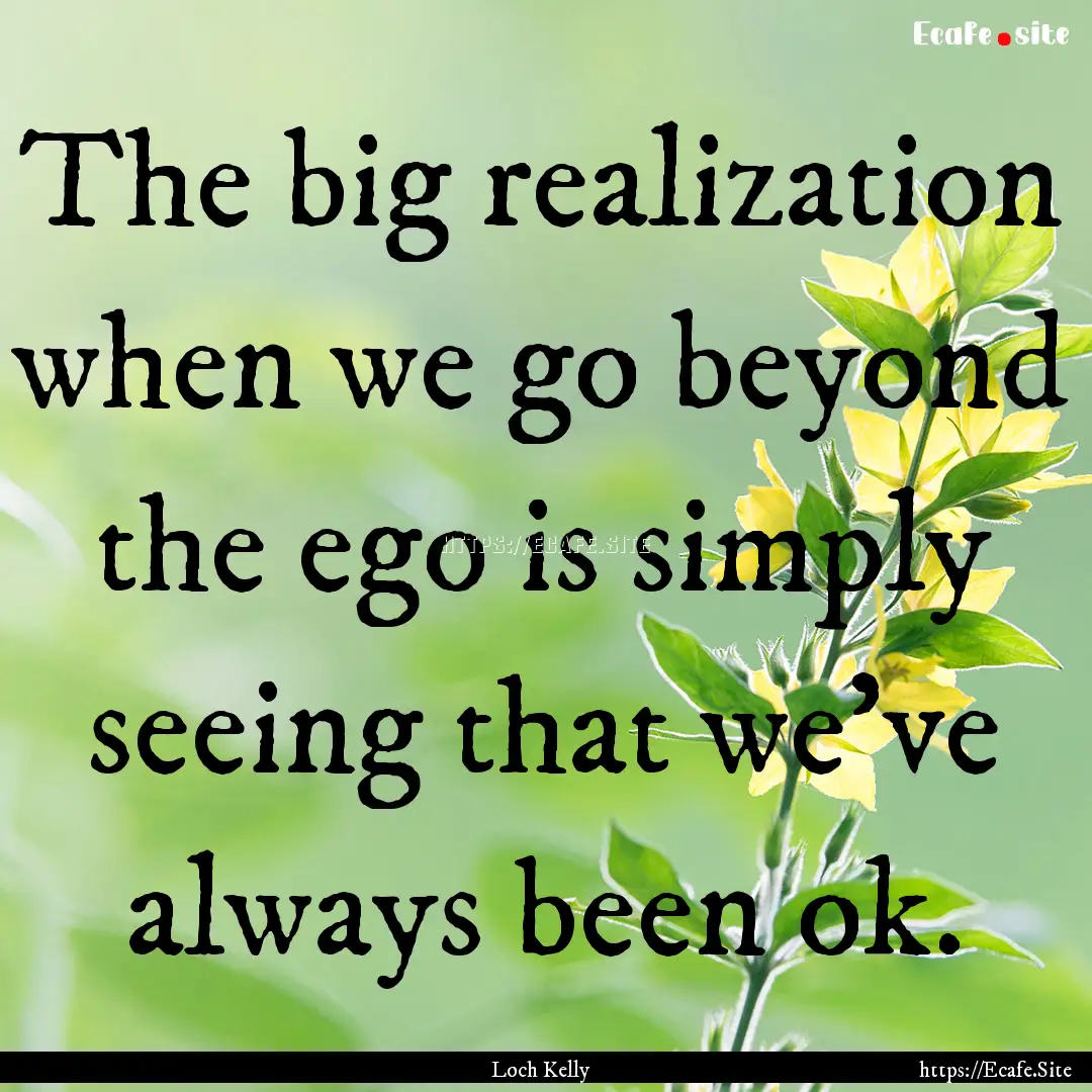 The big realization when we go beyond the.... : Quote by Loch Kelly