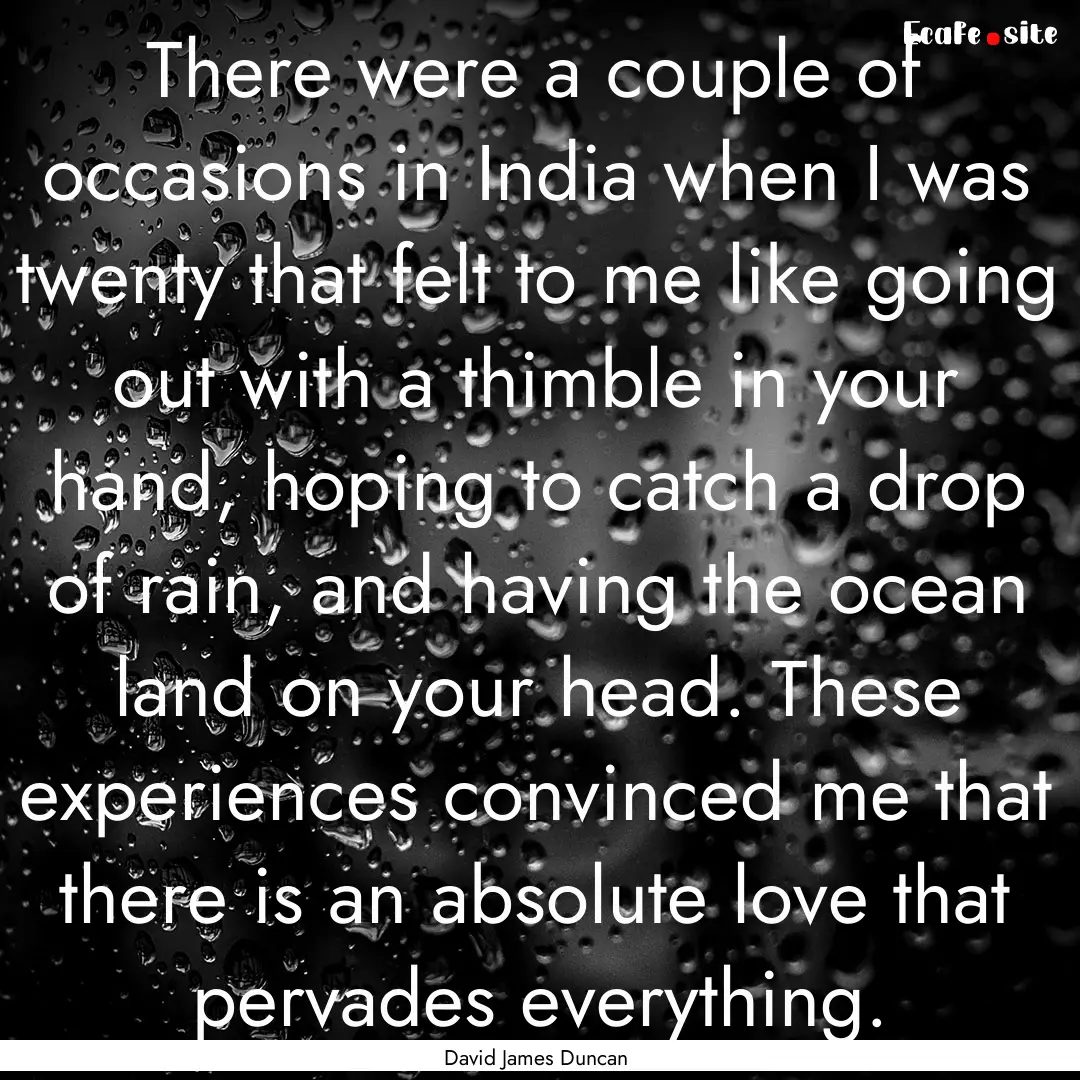 There were a couple of occasions in India.... : Quote by David James Duncan